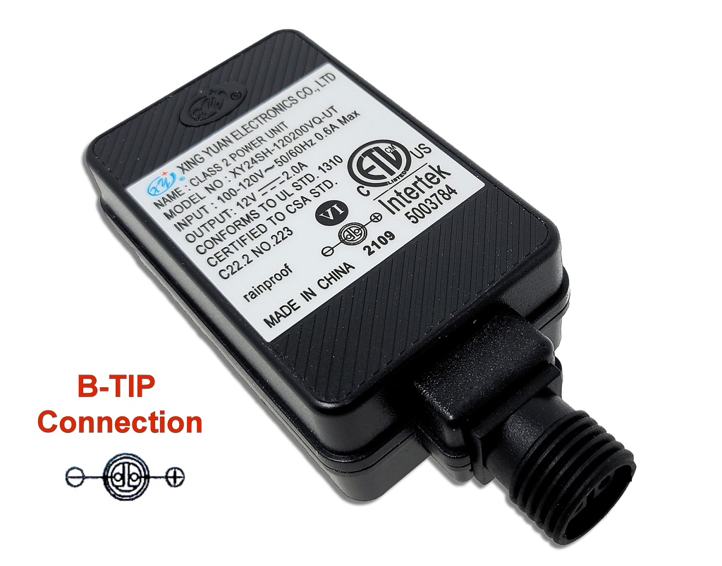 Xing Yuan 12v 2A Power Adapter Connection TIP B | INTERTEK 