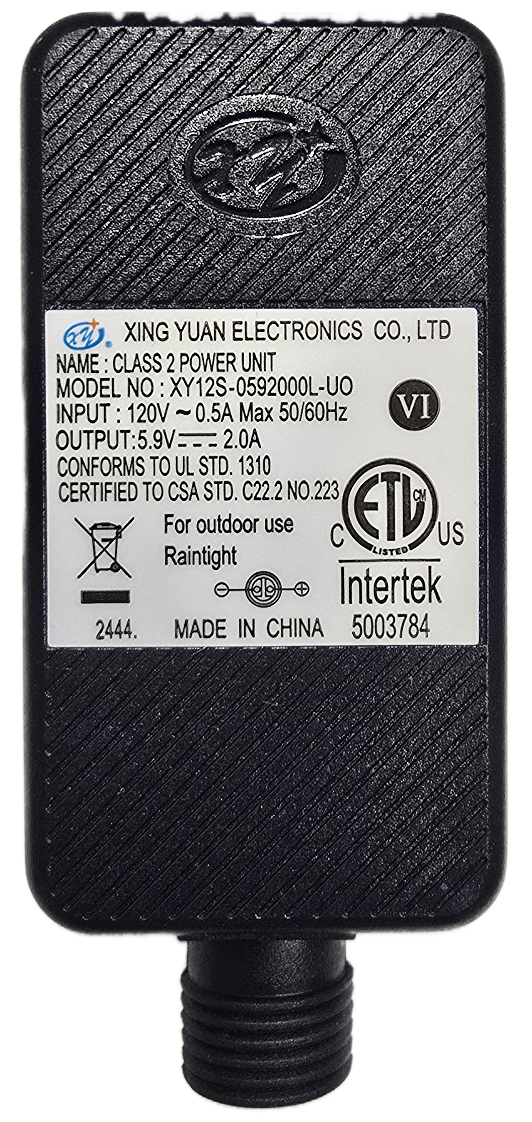 Xing Yuan 5.9V 2.0A Power Adapter Connection TIP B | INTERTEK 5003784 XY12S-0592000L-UO