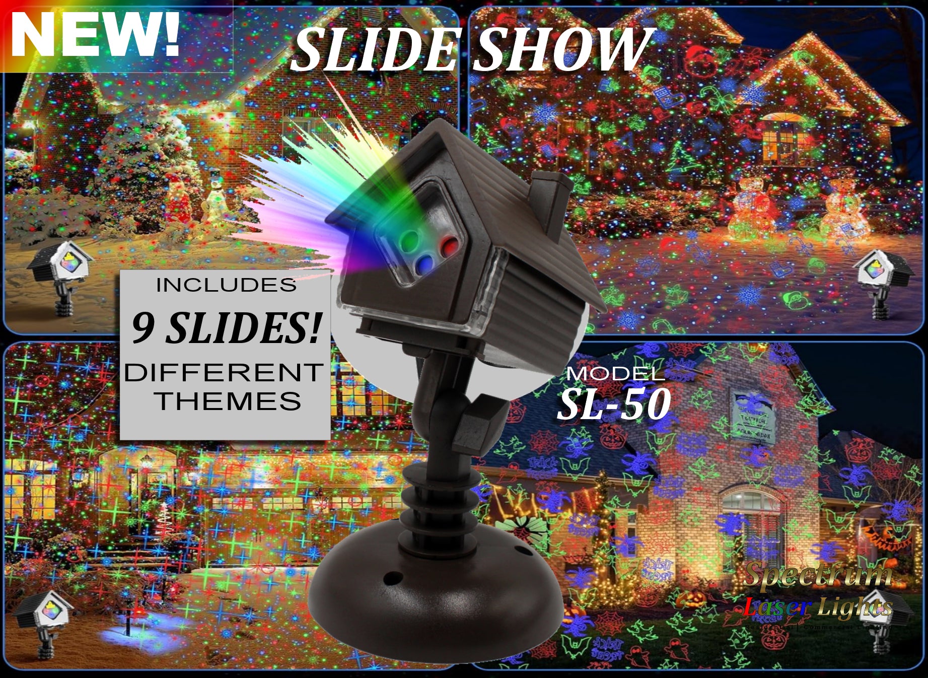 SL-50 Slide Show - 9 Slides - 135 patterns RGB Laser  Light | 2nd GEN