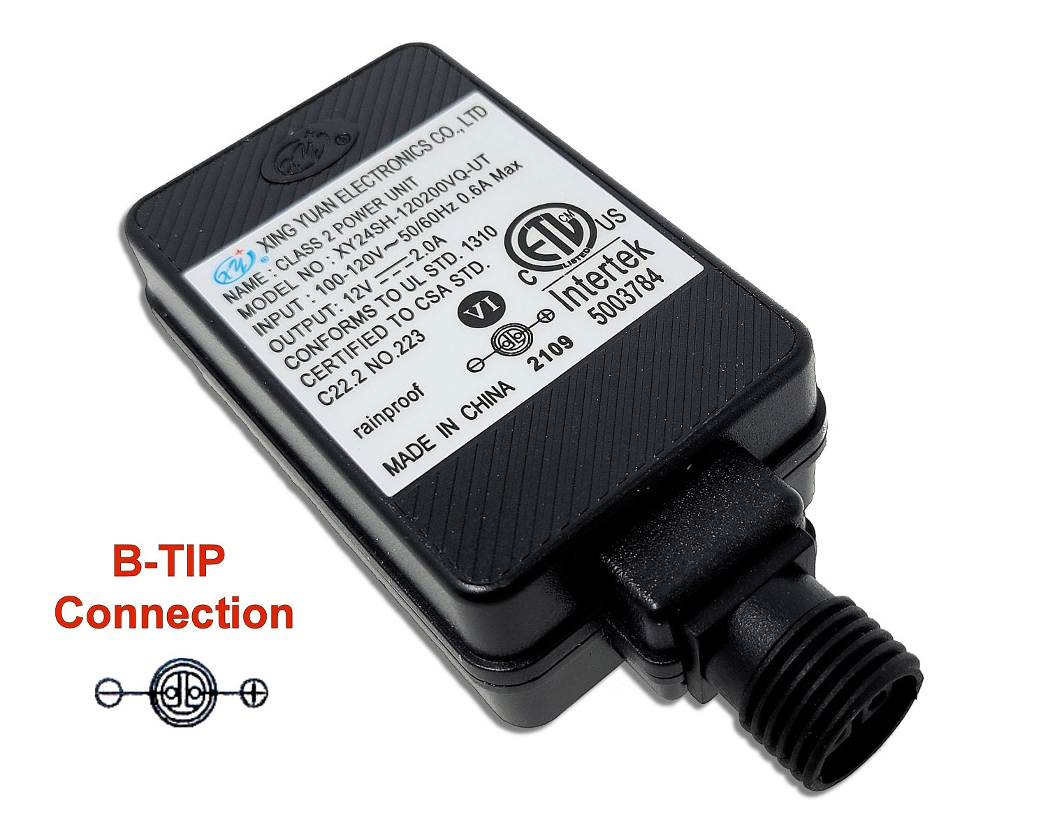 Xing Yuan 12v 2A Power Adapter Connection TIP B | INTERTEK 5003784 